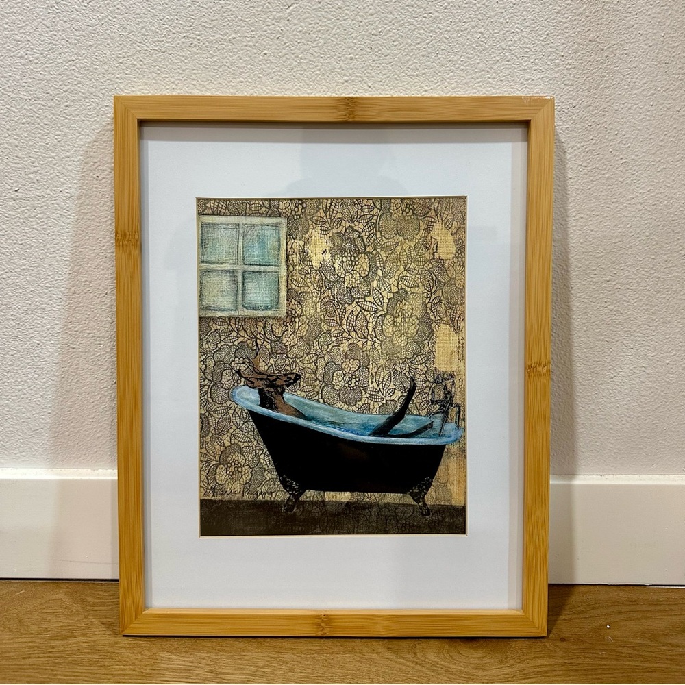 8x10" Bath Deer in Bathtub Framed Print